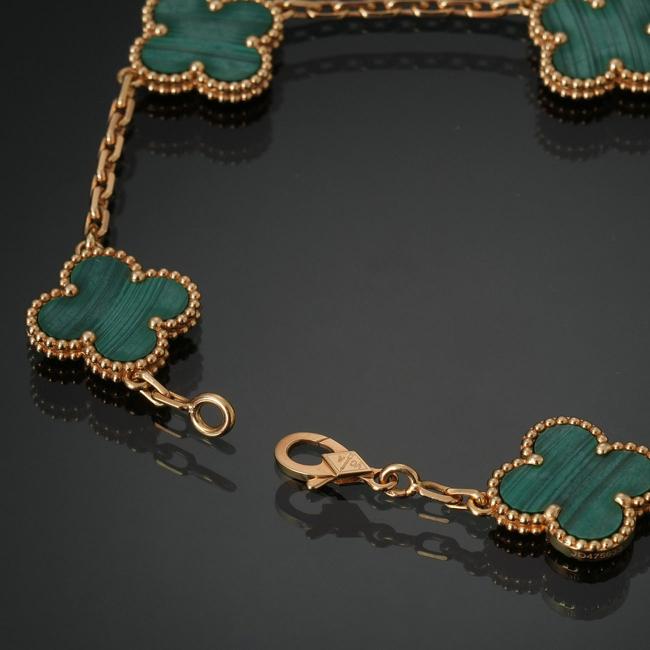 VAN CLEEF & ARPELS(USED)반클리프 빈티지 알함브라 말라카이트 5모티브 브레이슬릿 ARL80900